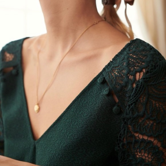 Sezane - Emerald Green Blouse - Size 10 - Picture 3 of 10